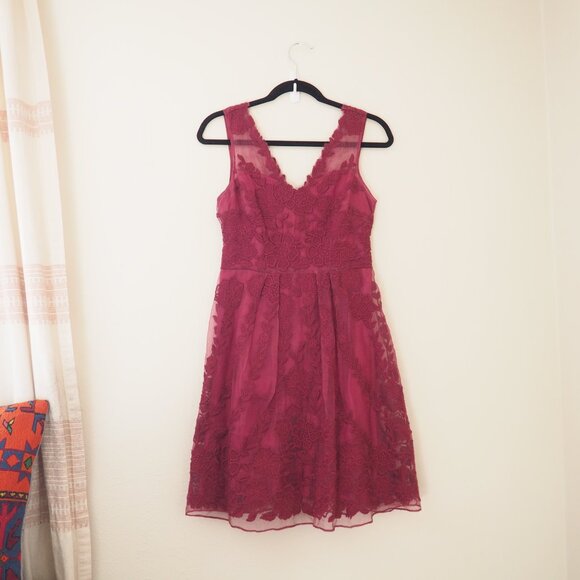 !! Anthropologie Yoana Baraschi Black Cherry Ersalina Sleeveless Lace Dress - Picture 3 of 8